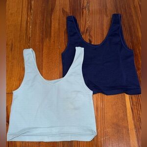 Blue Crop Top with Scoop Neckline